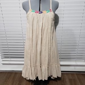 J1 B75Egu Free People striped cream flowy ruffled women's dress light em…